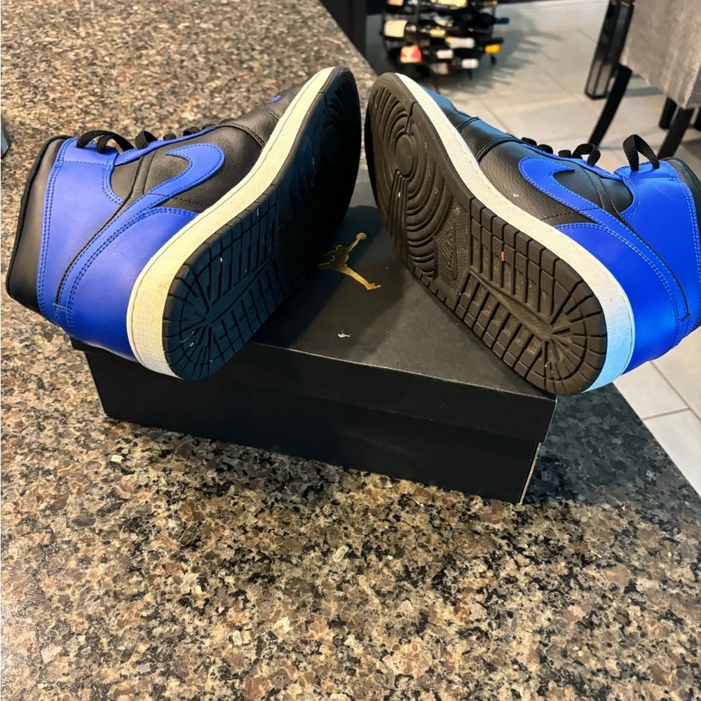 Jordan Men's Black and Royal Blue Sneakers - Picture 3 of 7